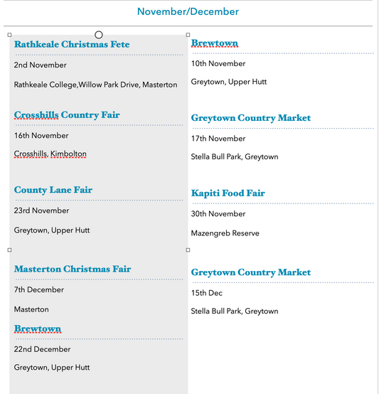 Upcoming Fairs and Markets